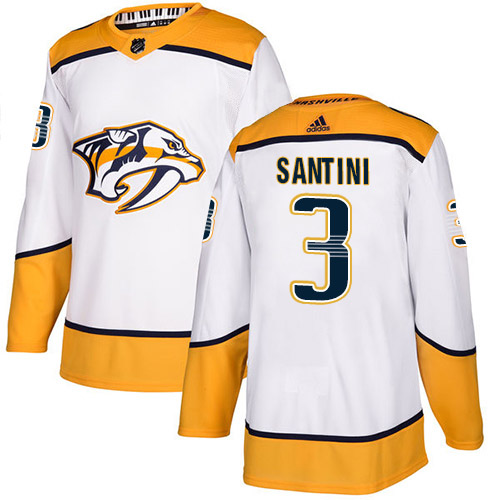 Adidas Nashville Predators #3 Steven Santini White Road Authentic Stitched Youth NHL Jersey->youth nhl jersey->Youth Jersey
